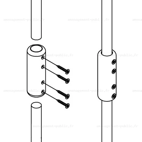 Manchon de raccordement droit de 85 mm pour corde de 16 mm